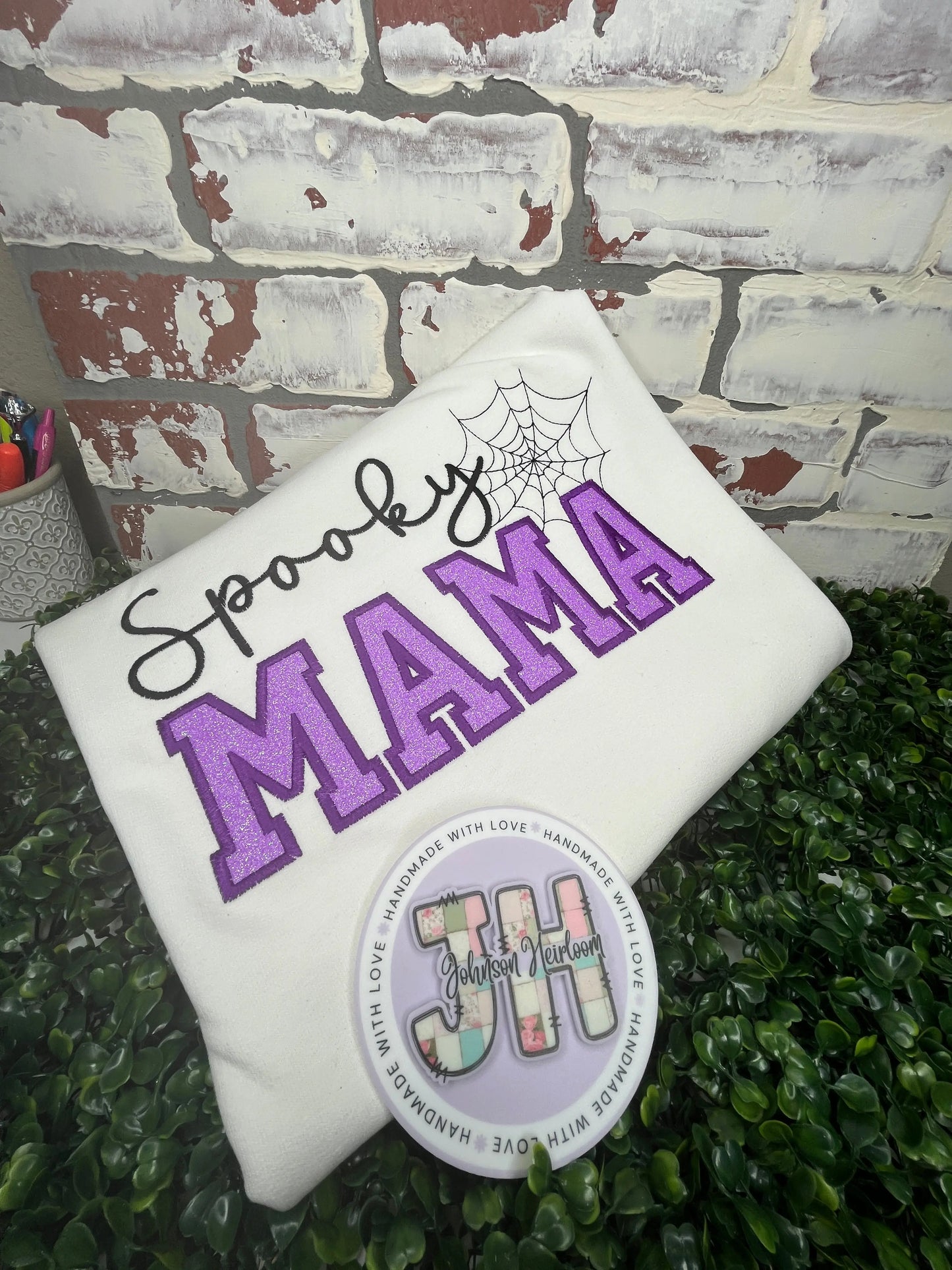 Spooky Mama embroidered Crewneck Johnson Heirloom