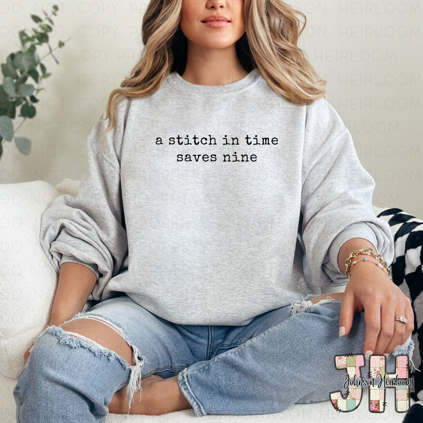 a stitch in time saves nine Printed T-Shirt/Crewneck
