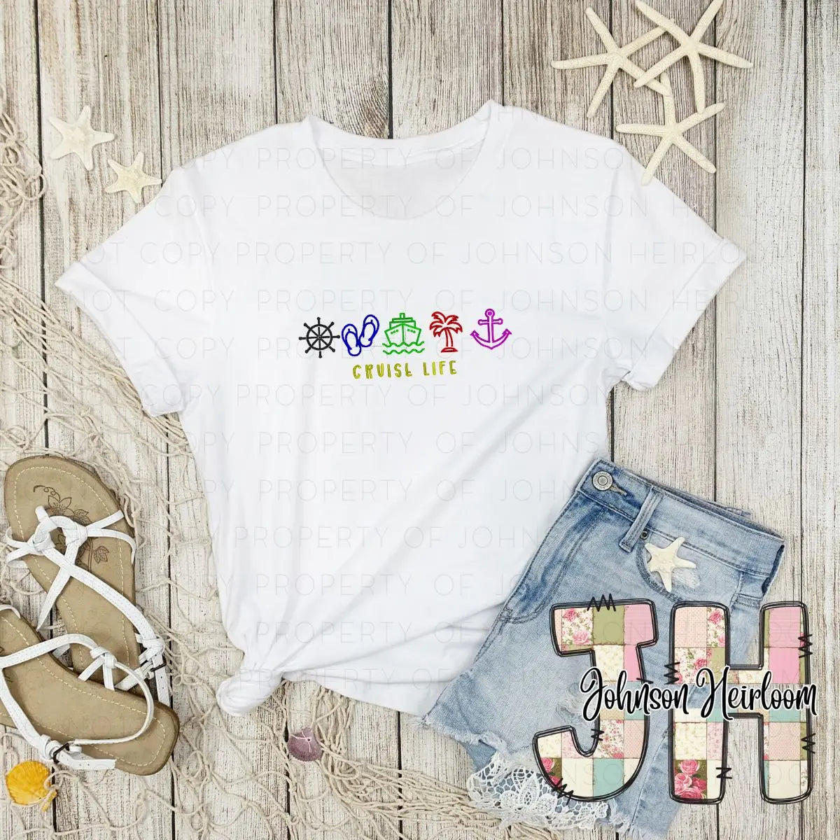 Cruise Life embroidered T-Shirt/Crewneck Johnson Heirloom