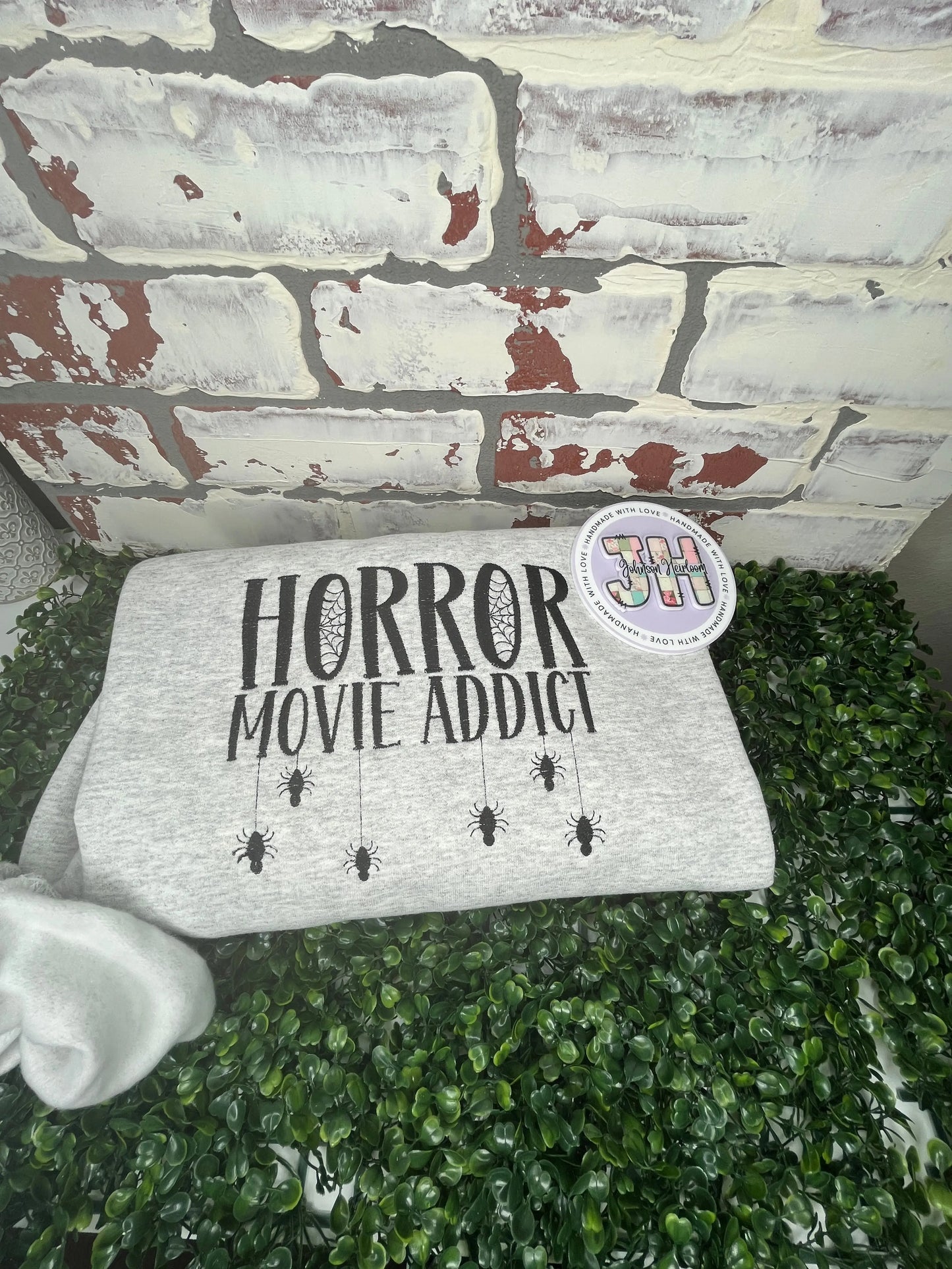 Horror Movie Addict embroidered Crewneck Johnson Heirloom