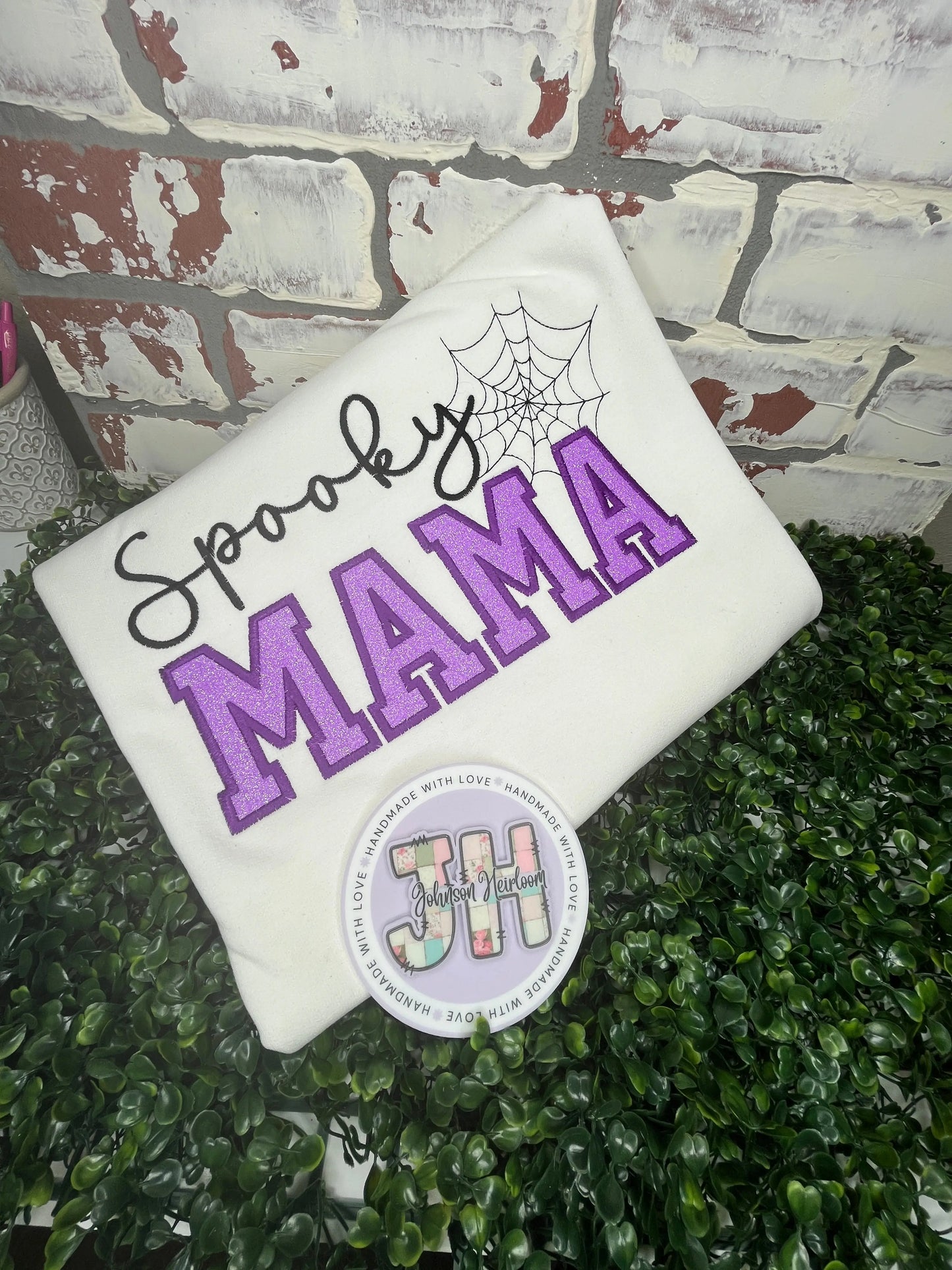 Spooky Mama embroidered Crewneck Johnson Heirloom