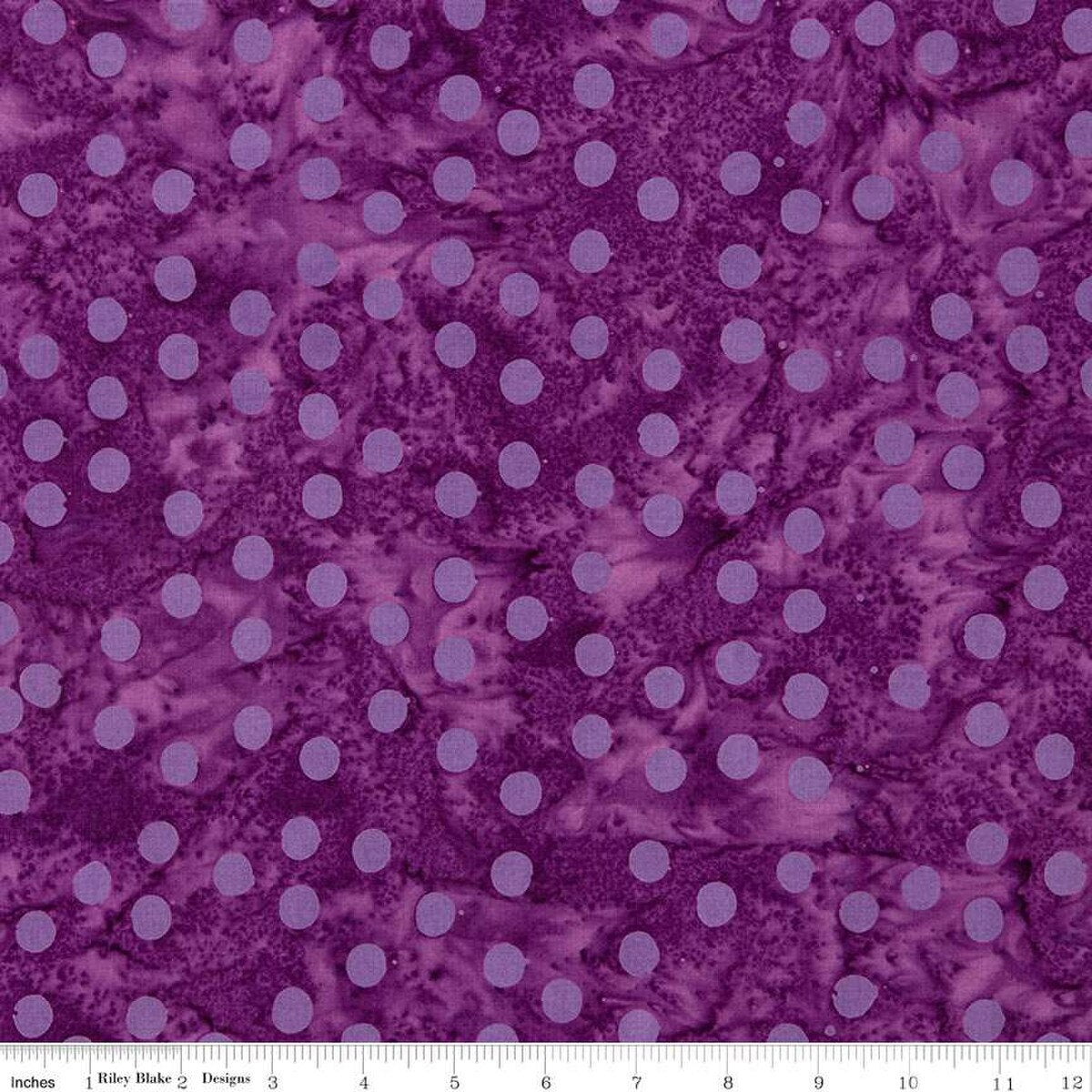 Expressions Batiks Elementals Polka Pop Mulberry Jam Fabric (QUARTER YARD increments)