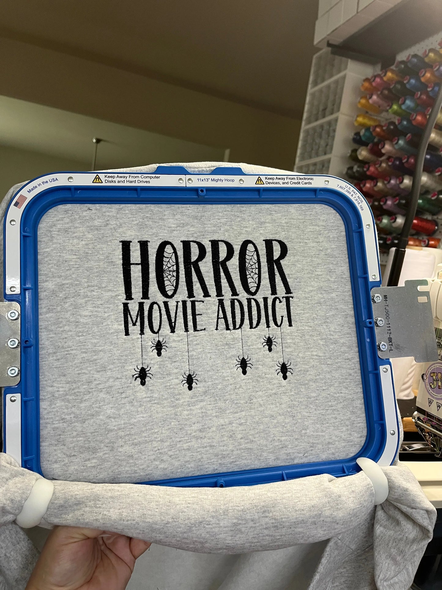 Horror Movie Addict embroidered Crewneck Johnson Heirloom