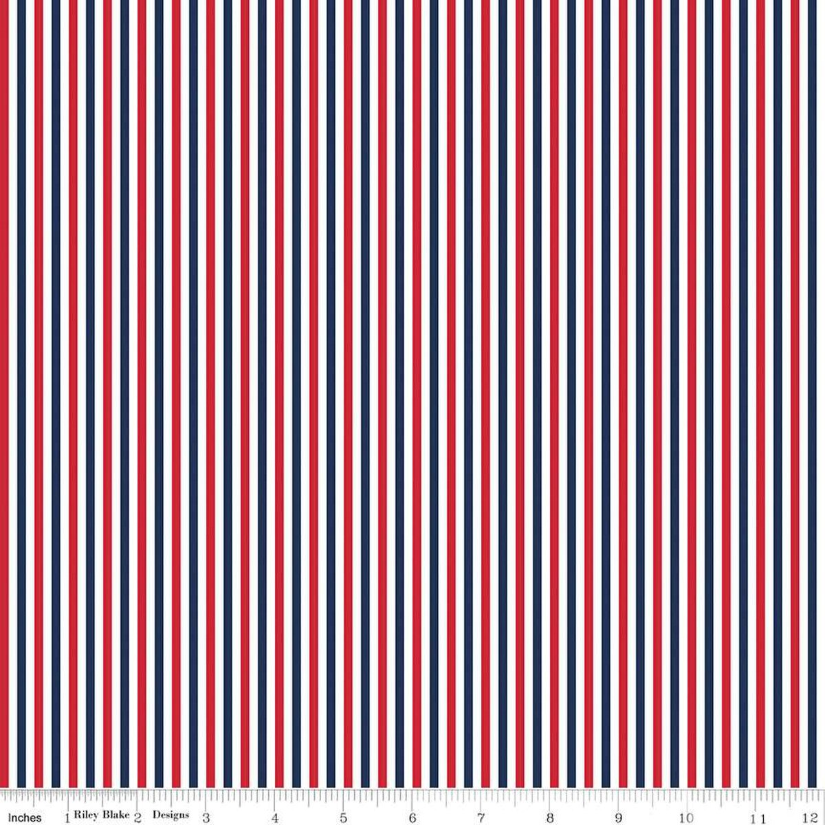 1/8" Stripe Patriotic FABRIC (Quarter Yard increments)
