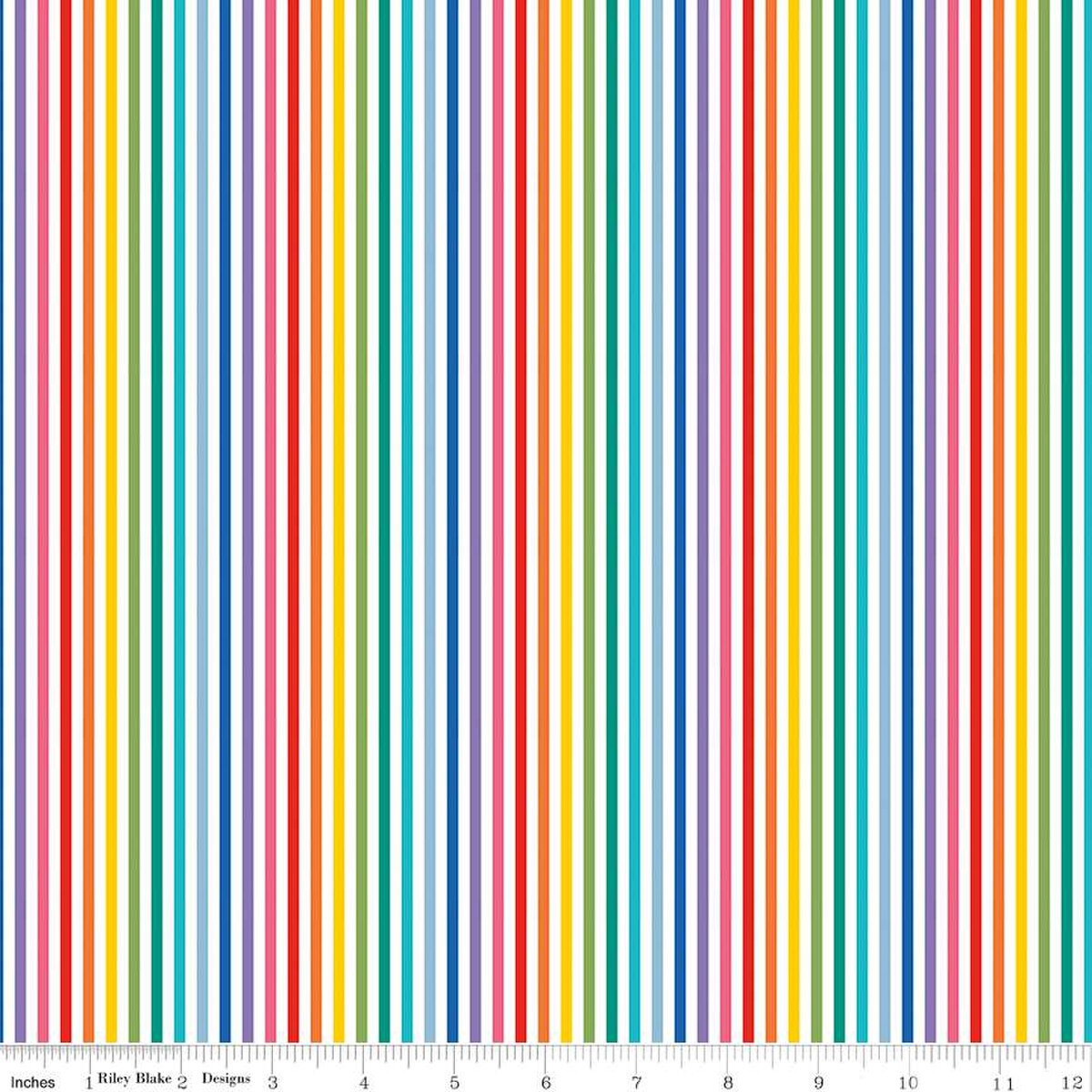 1/8" Stripe Rainbow FABRIC (Quarter Yard increments)