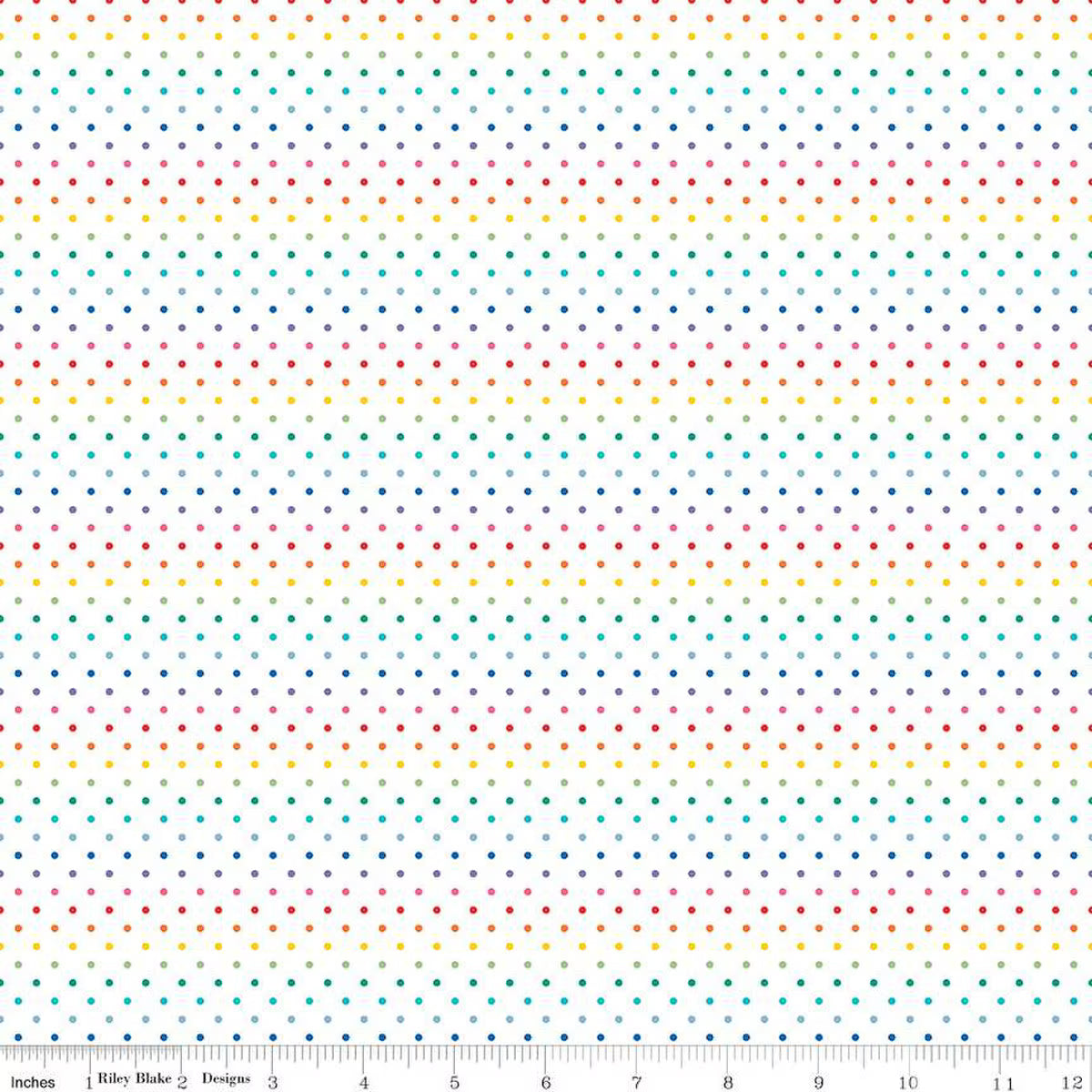 Swiss Dot on White Rainbow FABRIC (Quarter Yard increments)