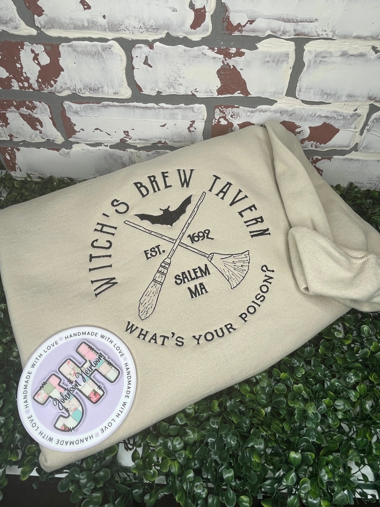 Witch’s Brew Tavern embroidered Crewneck Johnson Heirloom