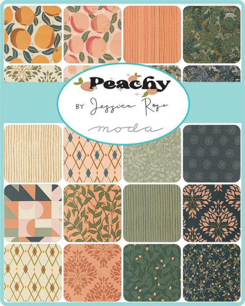 Peachy by Jessica Rose for Moda Fabrics. Charm Pack: 42 Piece Assorted 5" Squares