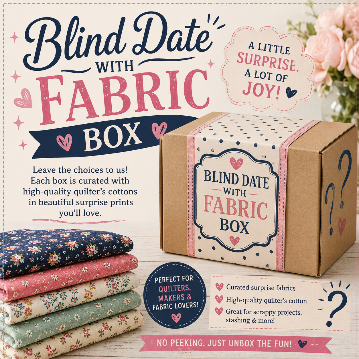 Blind Date with Fabric Box | Mystery Quilting Fabric Bundle | Curated Surprise Fabric Box | Johnson Heirloom