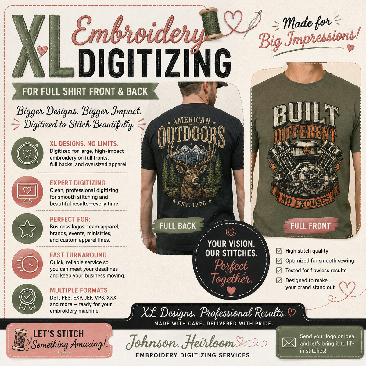 Custom XL Jacket Back Logo Digitizing Service