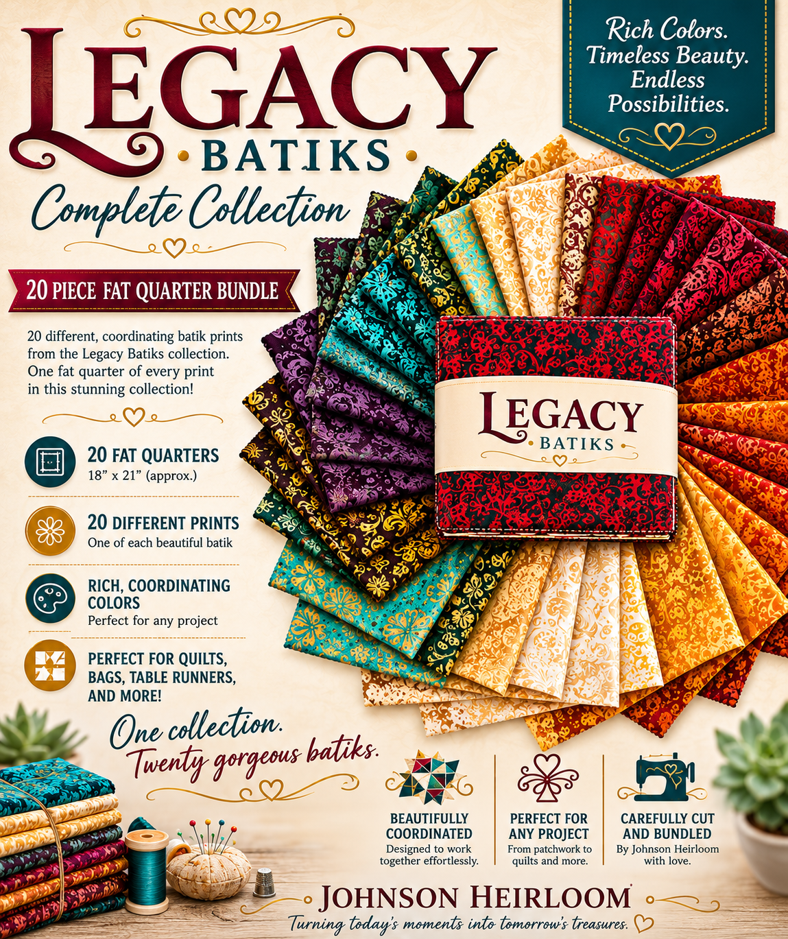 Legacy Batiks Complete Collection – 20 Piece Fat Quarter Bundle