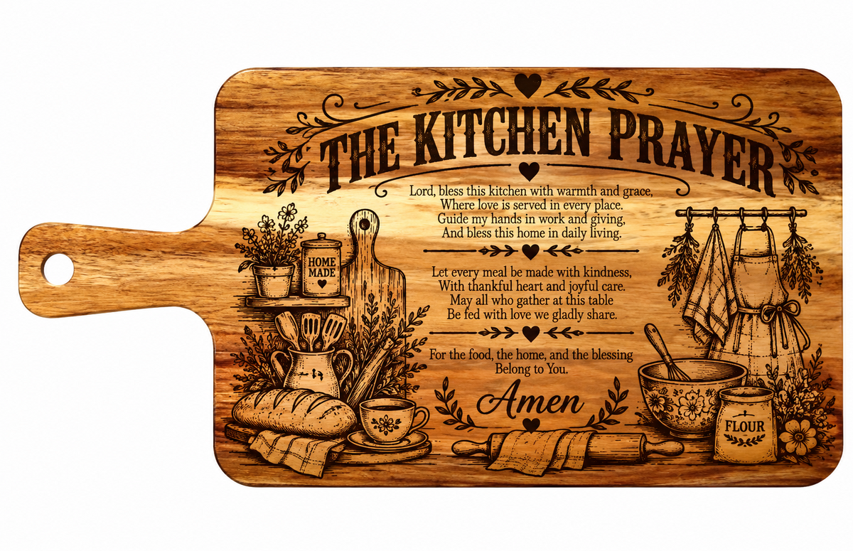 Kitchen Prayer Engraved Cutting Board | Christian Kitchen Gift