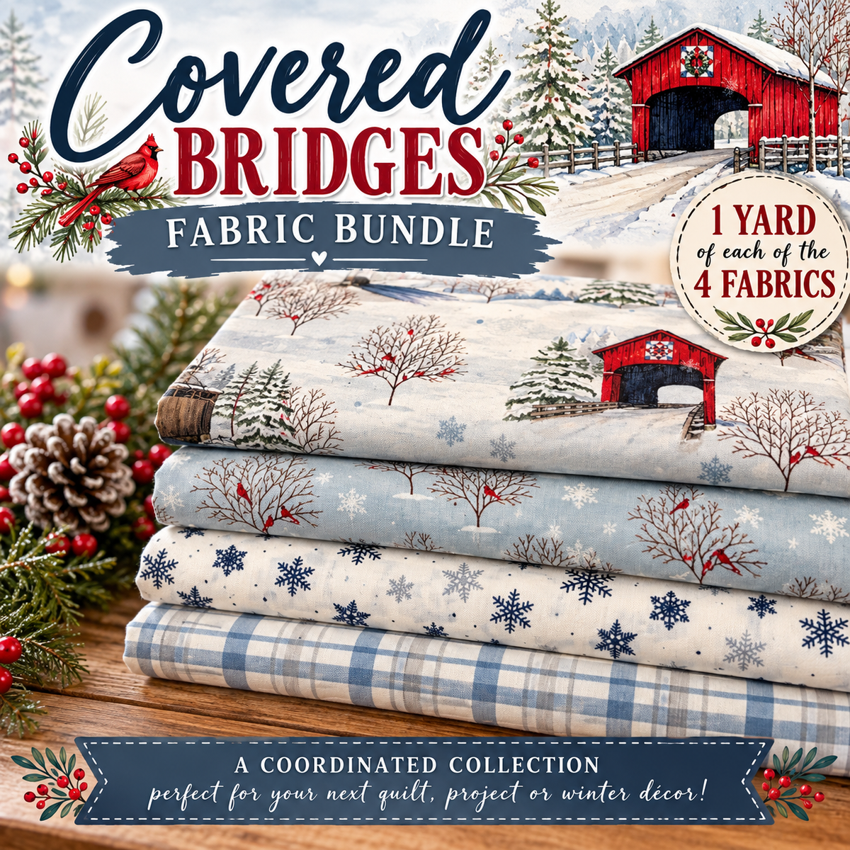 Covered Bridges Fabric Bundle — 4 Yard Coordinating Collection