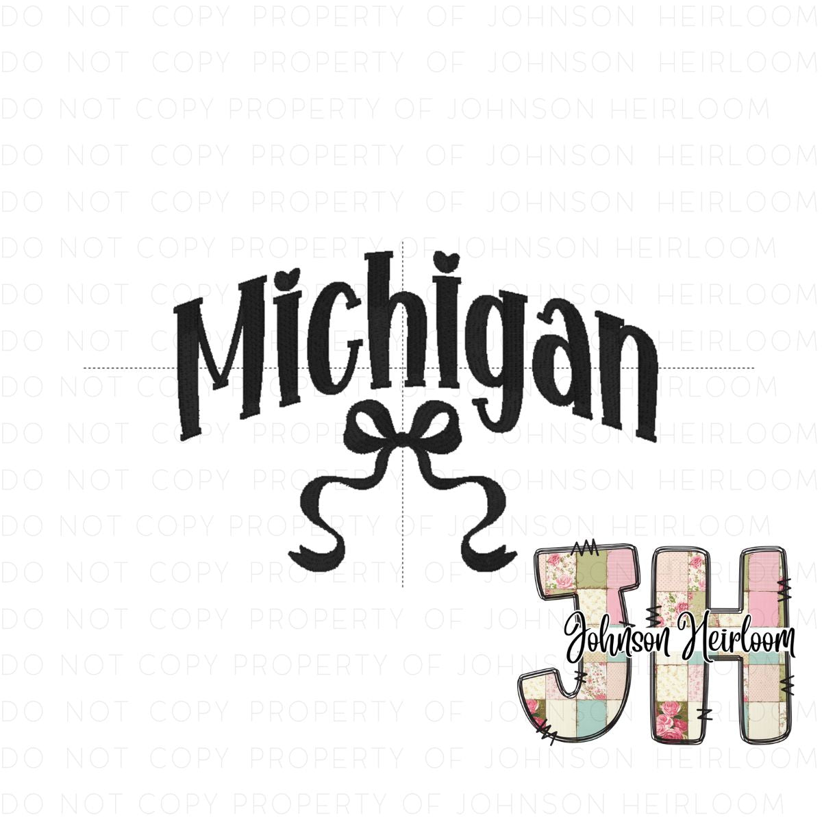 Croquette Bow Michigan Machine Embroidery Digital Design