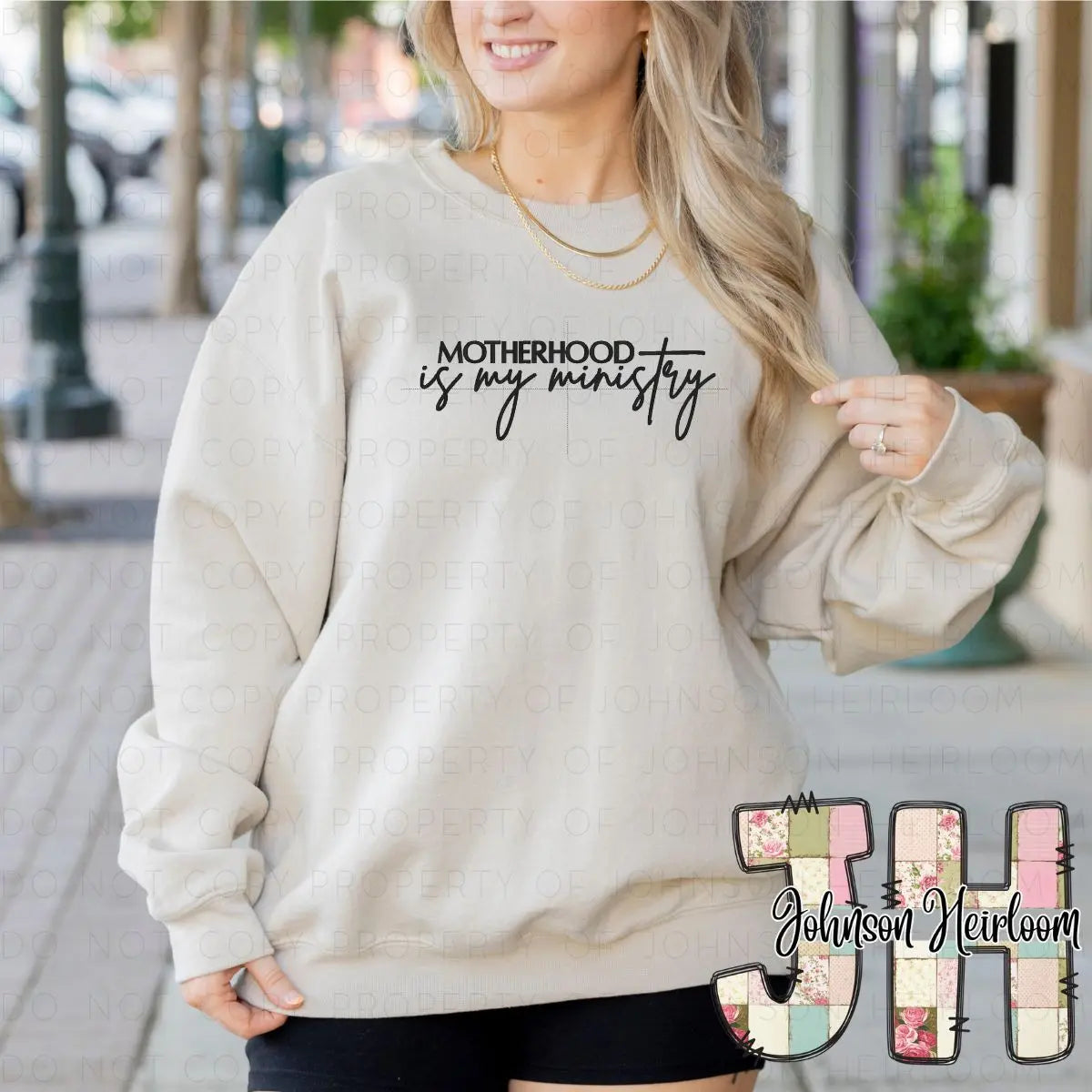 Motherhood is my Ministry embroidered T-Shirt/Crewneck Johnson Heirloom