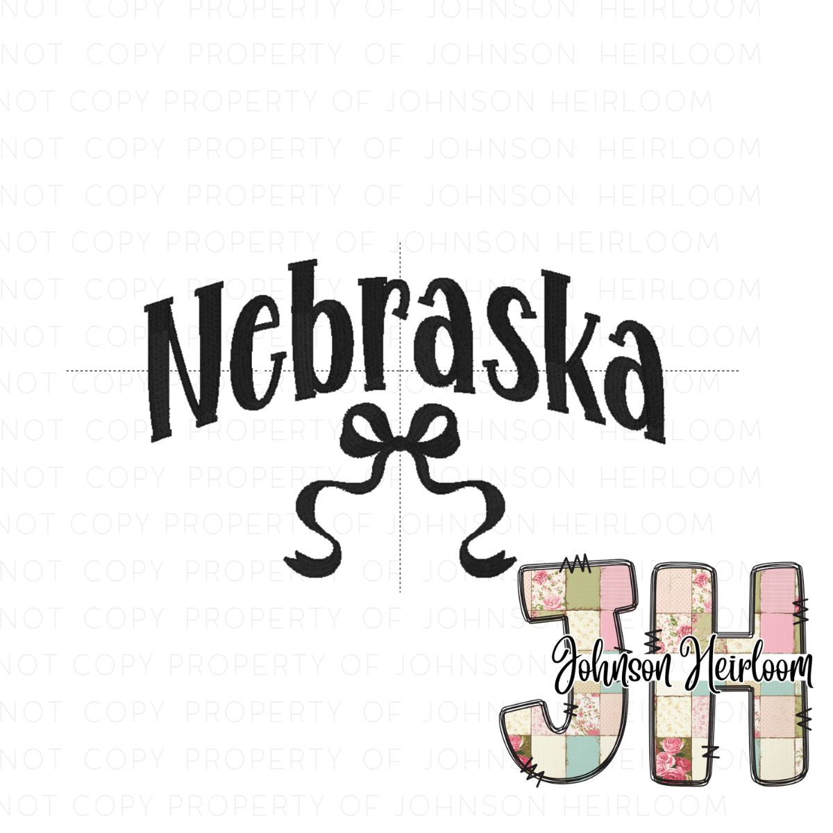 Croquette Bow Nebraska Machine Embroidery Digital Design