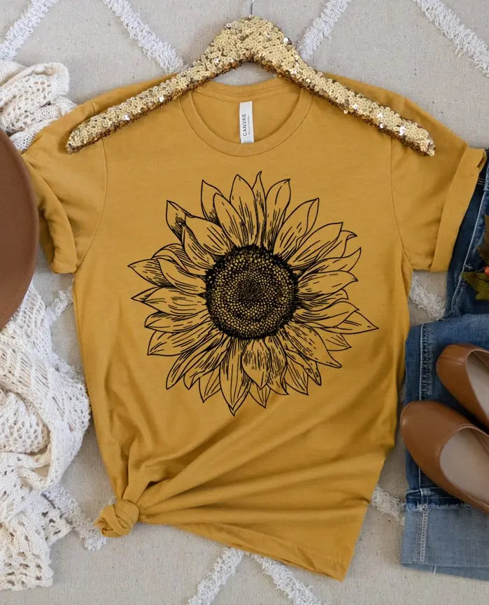 Sunflower Screen Printed T-Shirt/Crewneck Johnson Heirloom