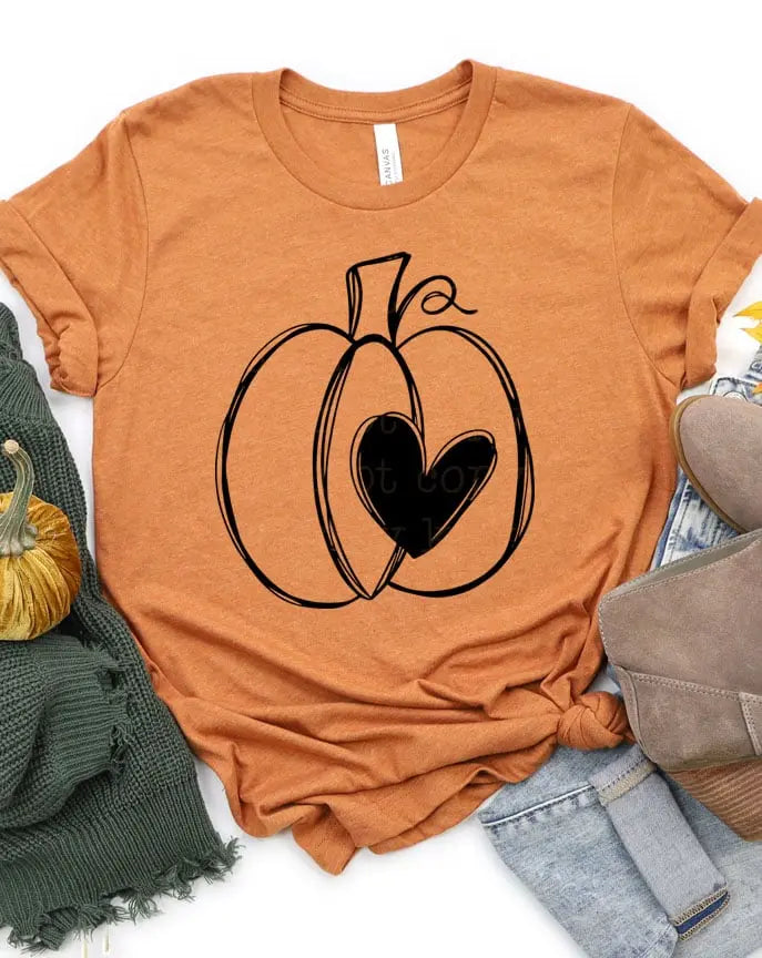Pumpkin Heart Screen Printed T-Shirt/Crewneck Johnson Heirloom