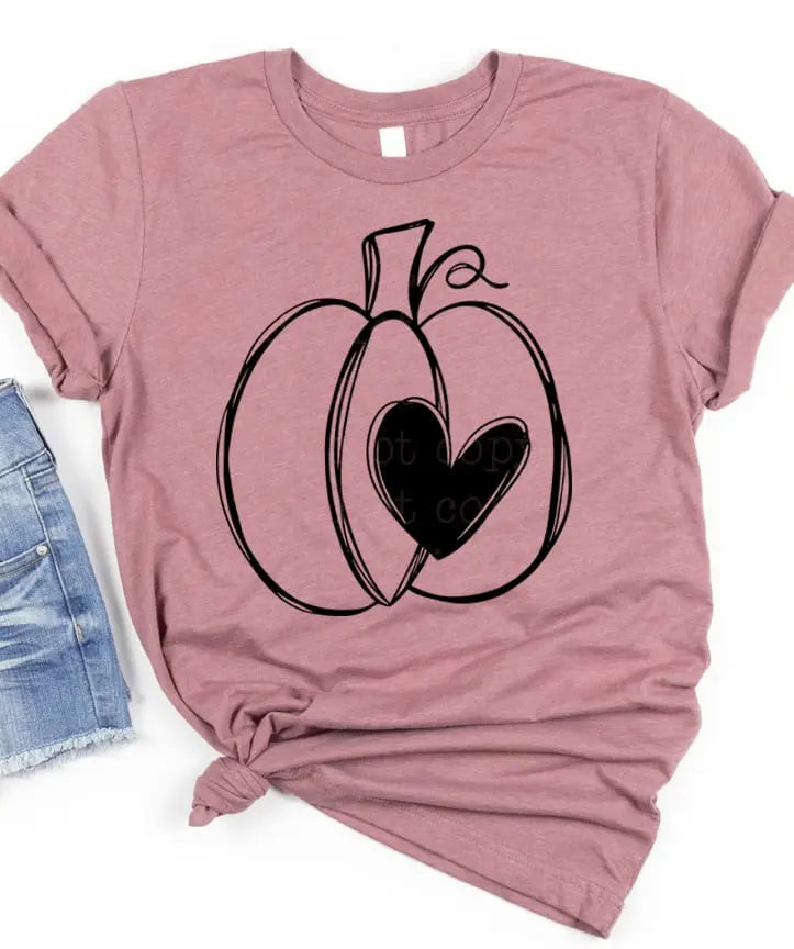 Pumpkin Heart Screen Printed T-Shirt/Crewneck Johnson Heirloom