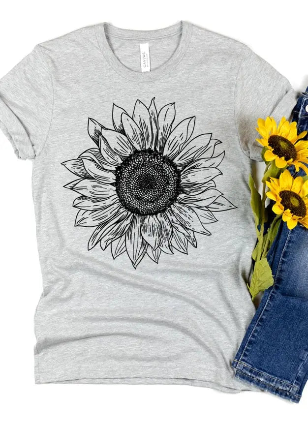 Sunflower Screen Printed T-Shirt/Crewneck Johnson Heirloom