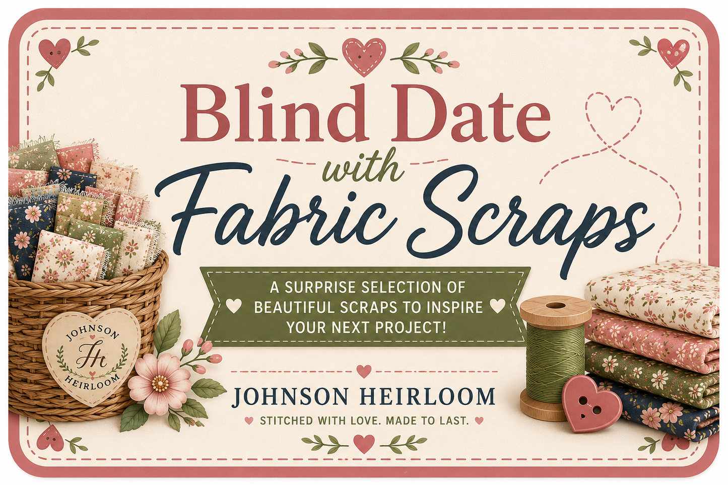 Blind Date with Fabric Scraps | Mystery Scrap Fabric Bundle | Quilting Cotton Scraps | Johnson Heirloom