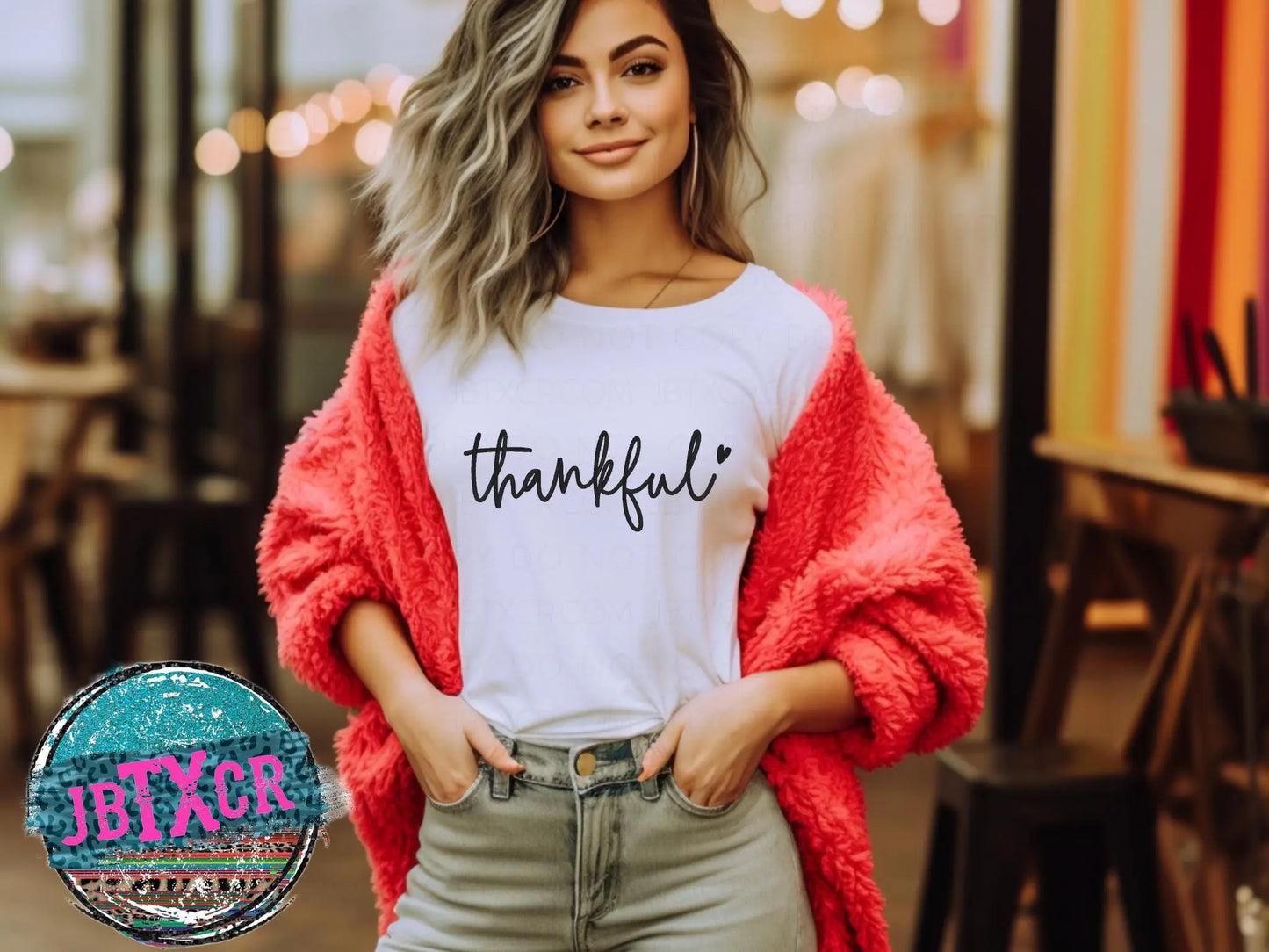 Thankful embroidered T-Shirt/Crewneck