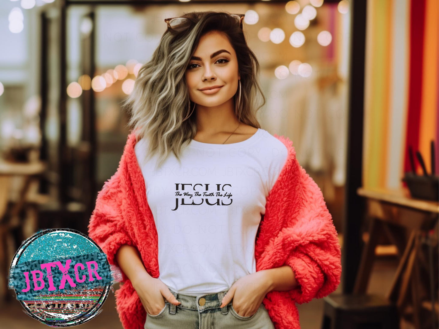 Jesus the way the truth the life embroidered T-Shirt/Crewneck