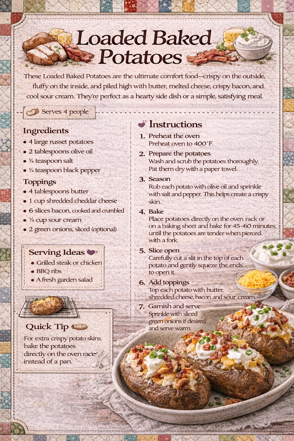 Loaded Baked Potatoes 🥔🧀🥓