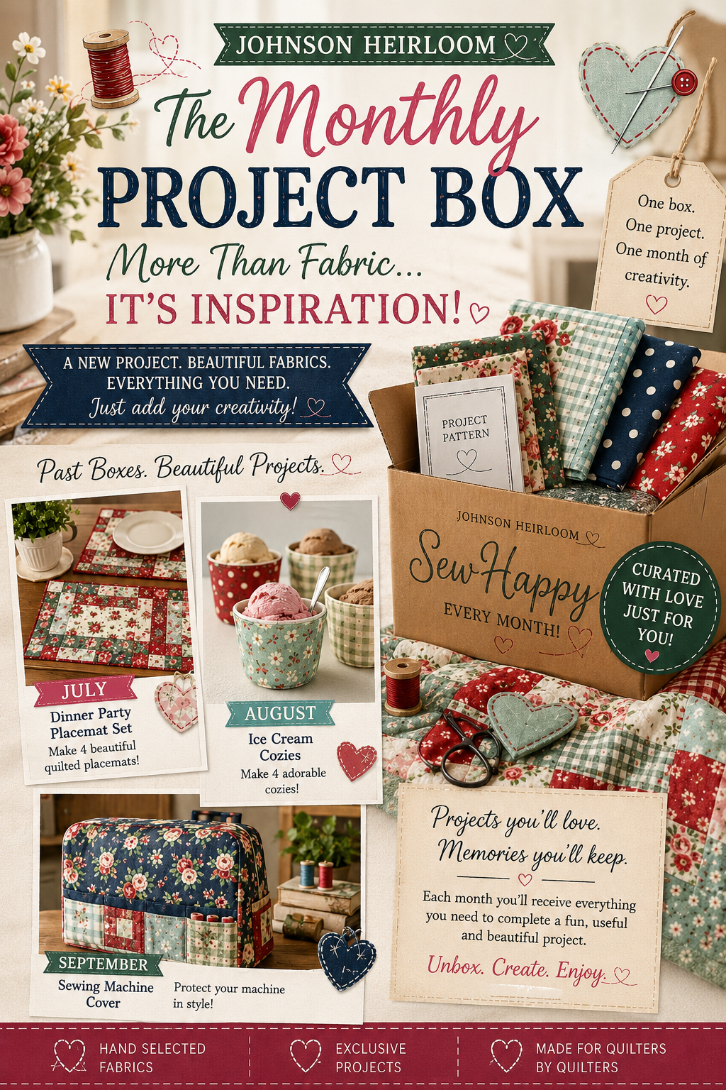 The Johnson Heirloom Monthly Project Box: More Than Fabric… It’s Inspiration! 🧵❤️