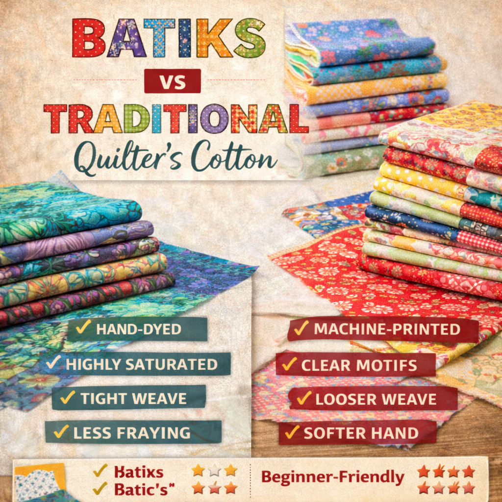 Batiks vs. Traditional Quilter’s Cotton: What’s the Difference?