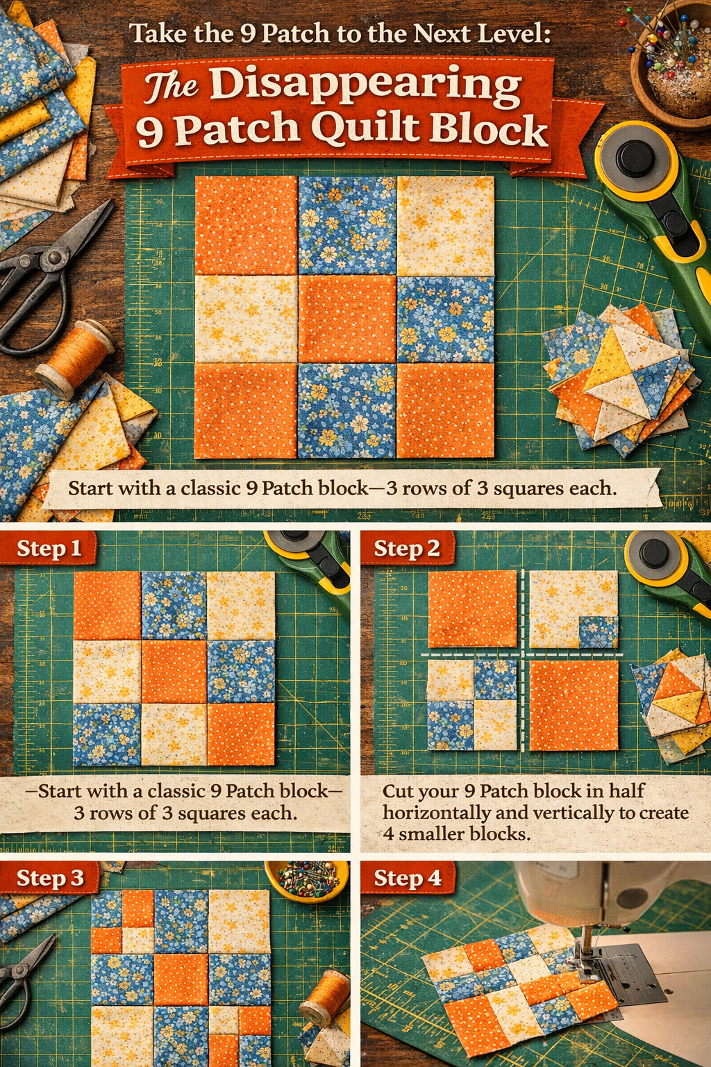 Take the 9 Patch to the Next Level: The Disappearing 9 Patch Quilt Block