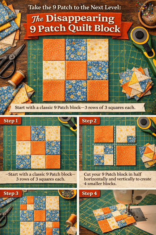 Take the 9 Patch to the Next Level: The Disappearing 9 Patch Quilt Block