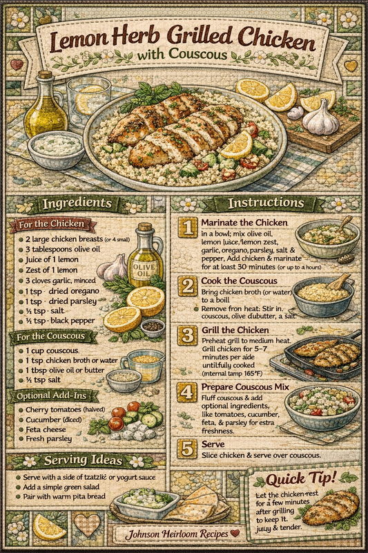 Lemon Herb Grilled Chicken with Couscous 🍋🍗🌿
