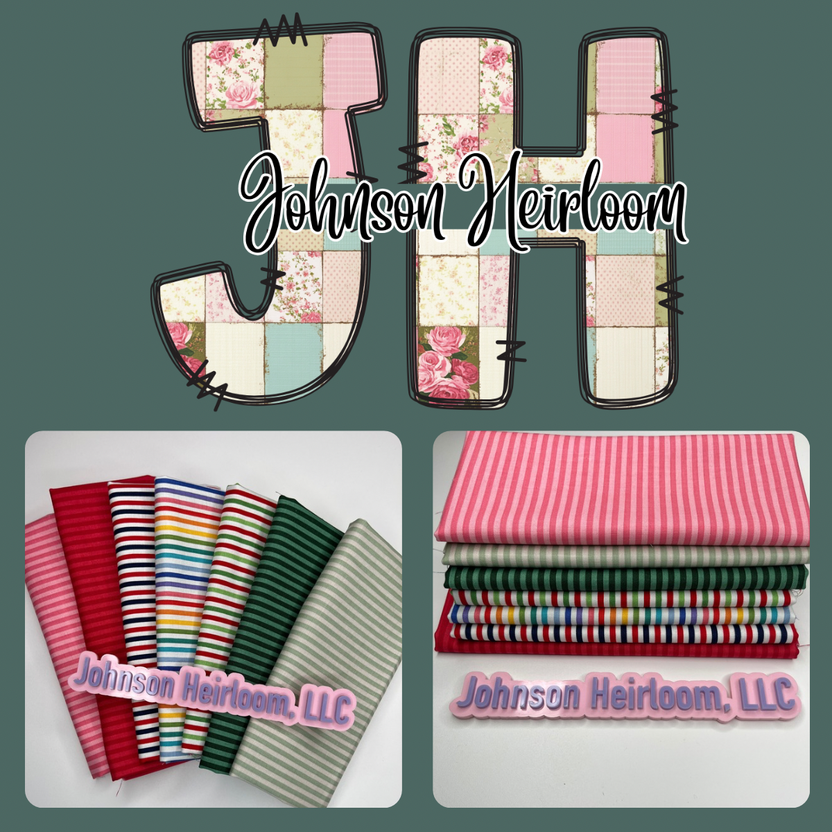 1/8" Stripe FABRIC Quarter Yard bundle of 7