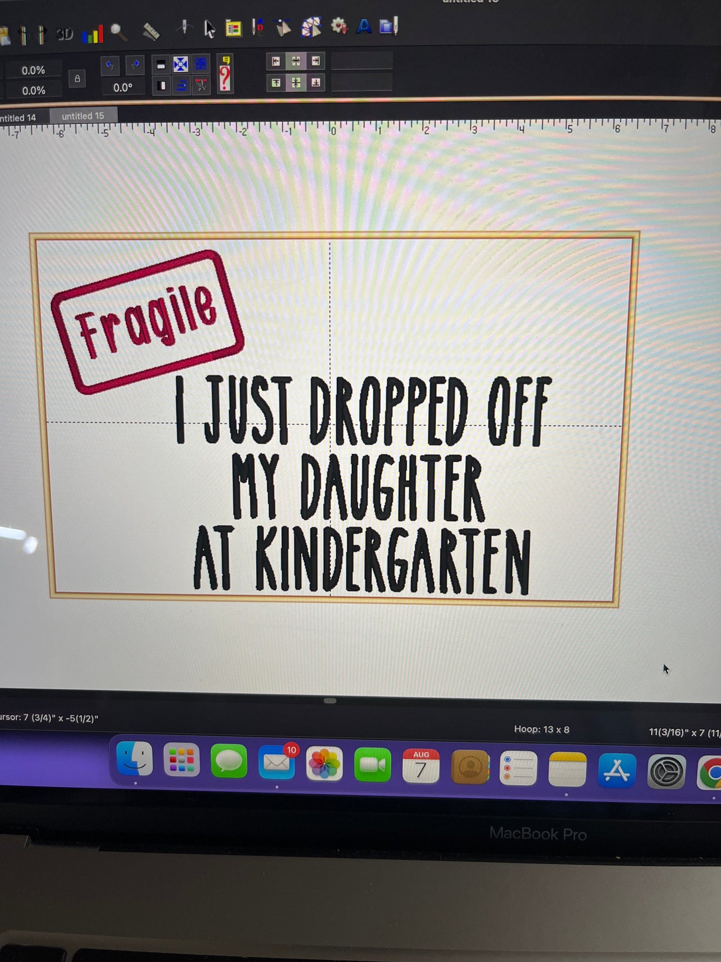 Fragile- I just dropped off my Son/Daughter off at College/Kindergarten embroidered T-Shirt/Crewneck Johnson Heirloom