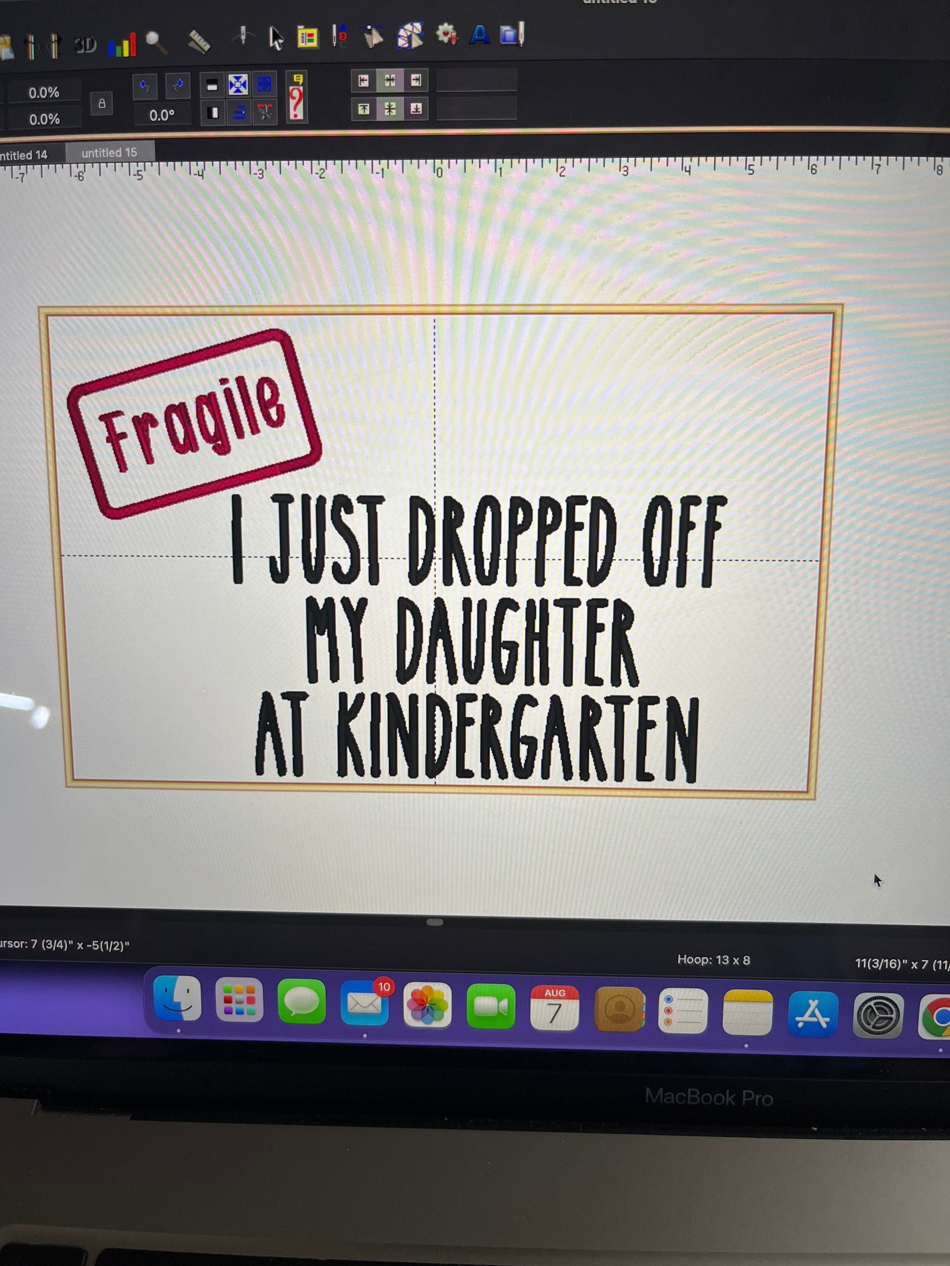 Fragile- I just dropped off my Son/Daughter off at College/Kindergarten embroidered T-Shirt/Crewneck Johnson Heirloom