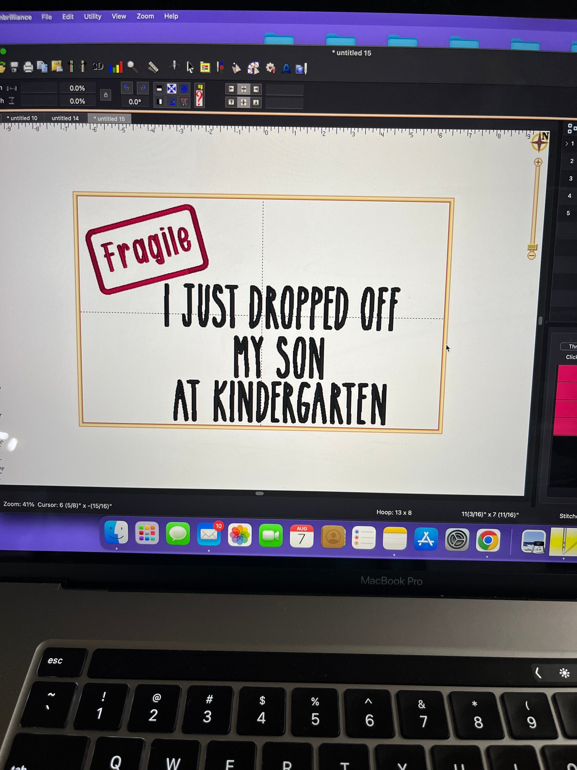 Fragile- I just dropped off my Son/Daughter off at College/Kindergarten embroidered T-Shirt/Crewneck Johnson Heirloom