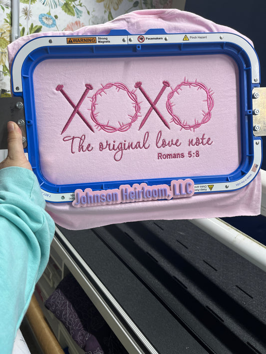 The Original Love Note- Romans 5:8 embroidered T-Shirt/Crewneck