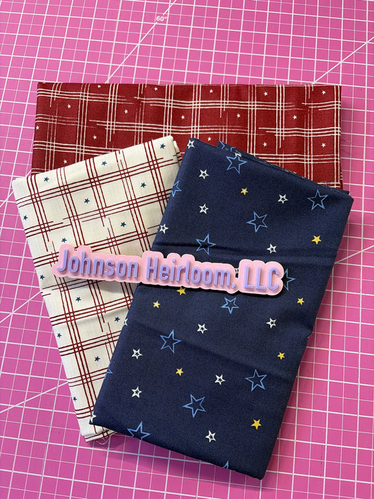 🇺🇸 American Hero Fabric Bundle – 3 One-Yard Cuts | Patriotic Quilting Cotton 🇺🇸