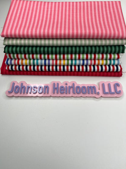 1/8" Stripe FABRIC Quarter Yard bundle of 7
