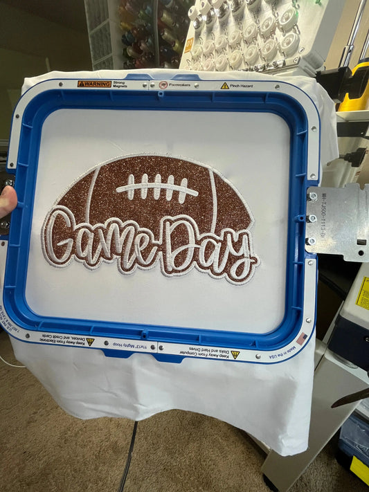 Football Game Day w/ side bows embroidered Crewneck Johnson Heirloom