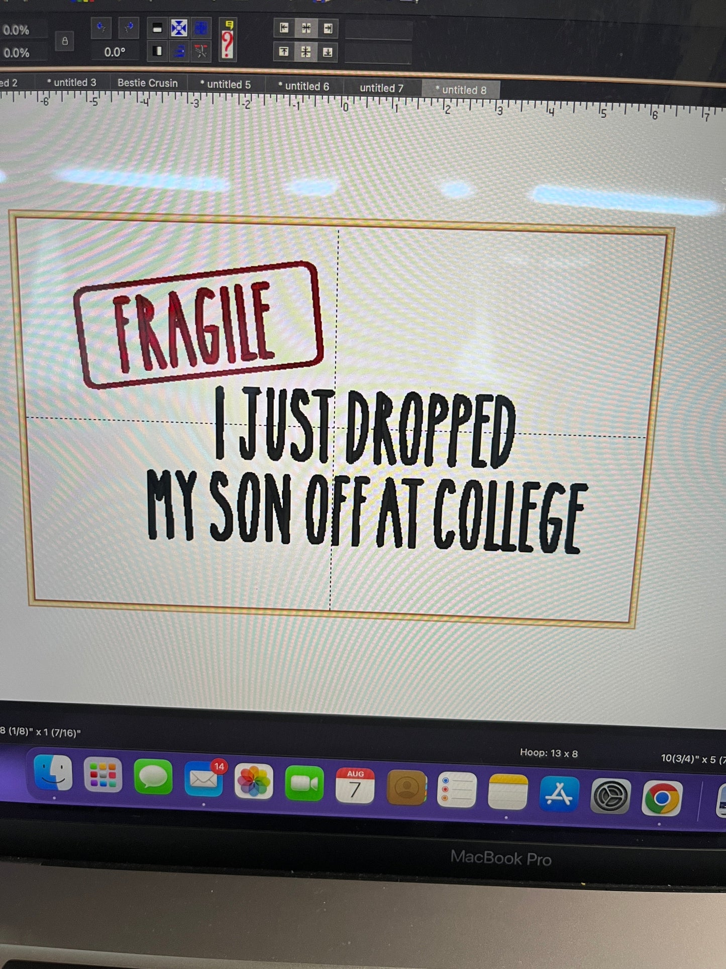 Fragile- I just dropped off my Son/Daughter off at College embroidered T-Shirt/Crewneck Johnson Heirloom