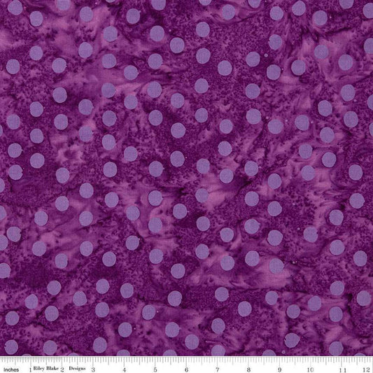 Expressions Batiks Elementals Polka Pop Mulberry Jam Fabric (QUARTER YARD increments)