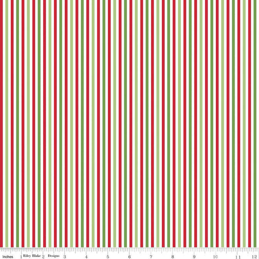 1/8" Stripe Christmas FABRIC (Quarter Yard increments)
