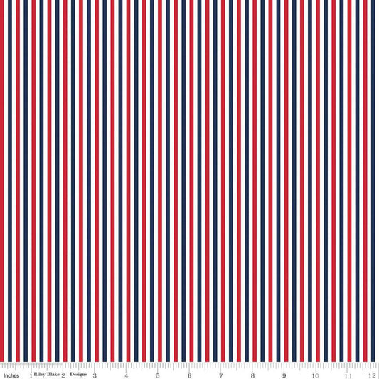 1/8" Stripe Patriotic FABRIC (Quarter Yard increments)