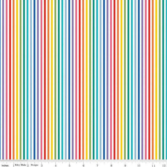 1/8" Stripe Rainbow FABRIC (Quarter Yard increments)