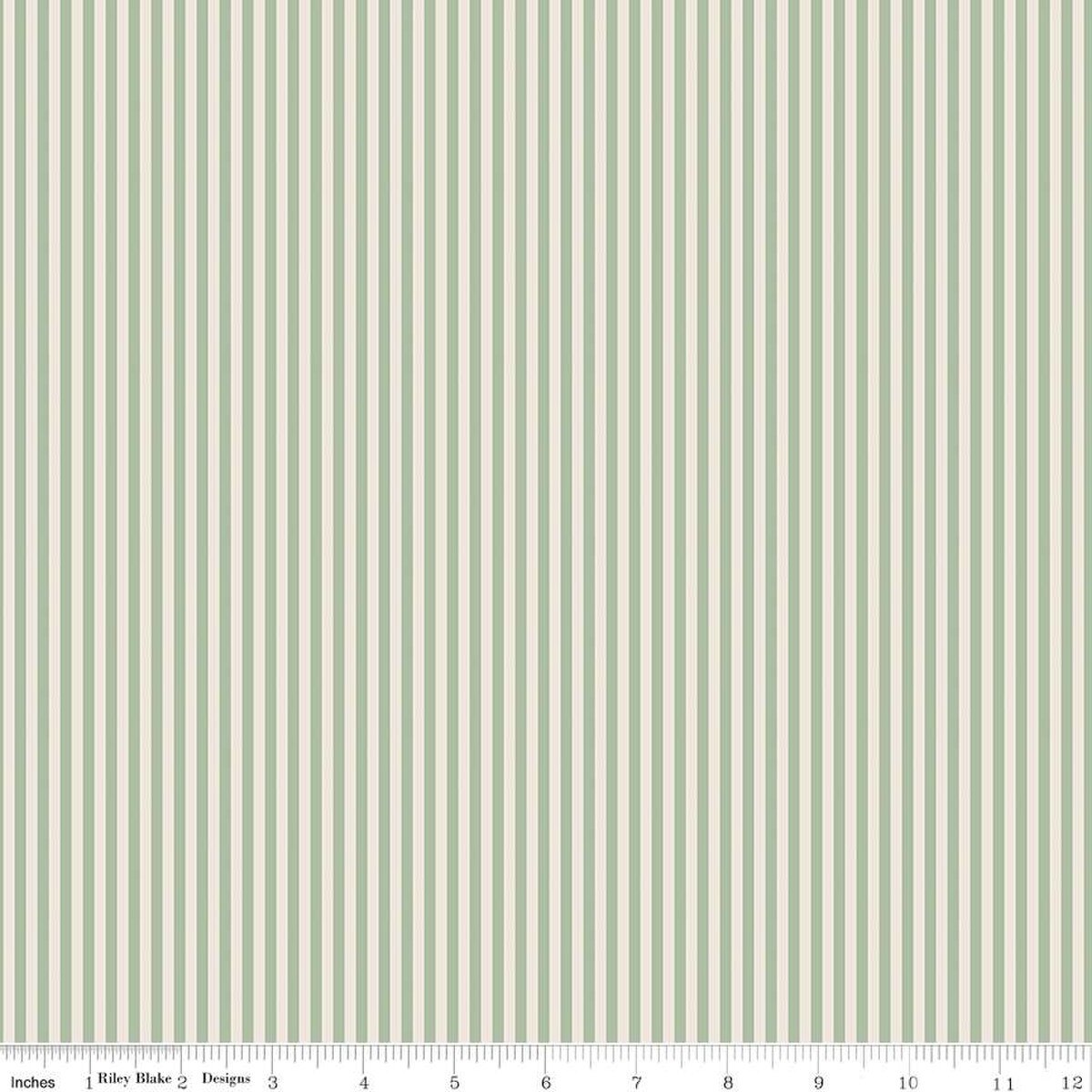 1/8" Stripe on Ivory Sage FABRIC (Quarter Yard increments)