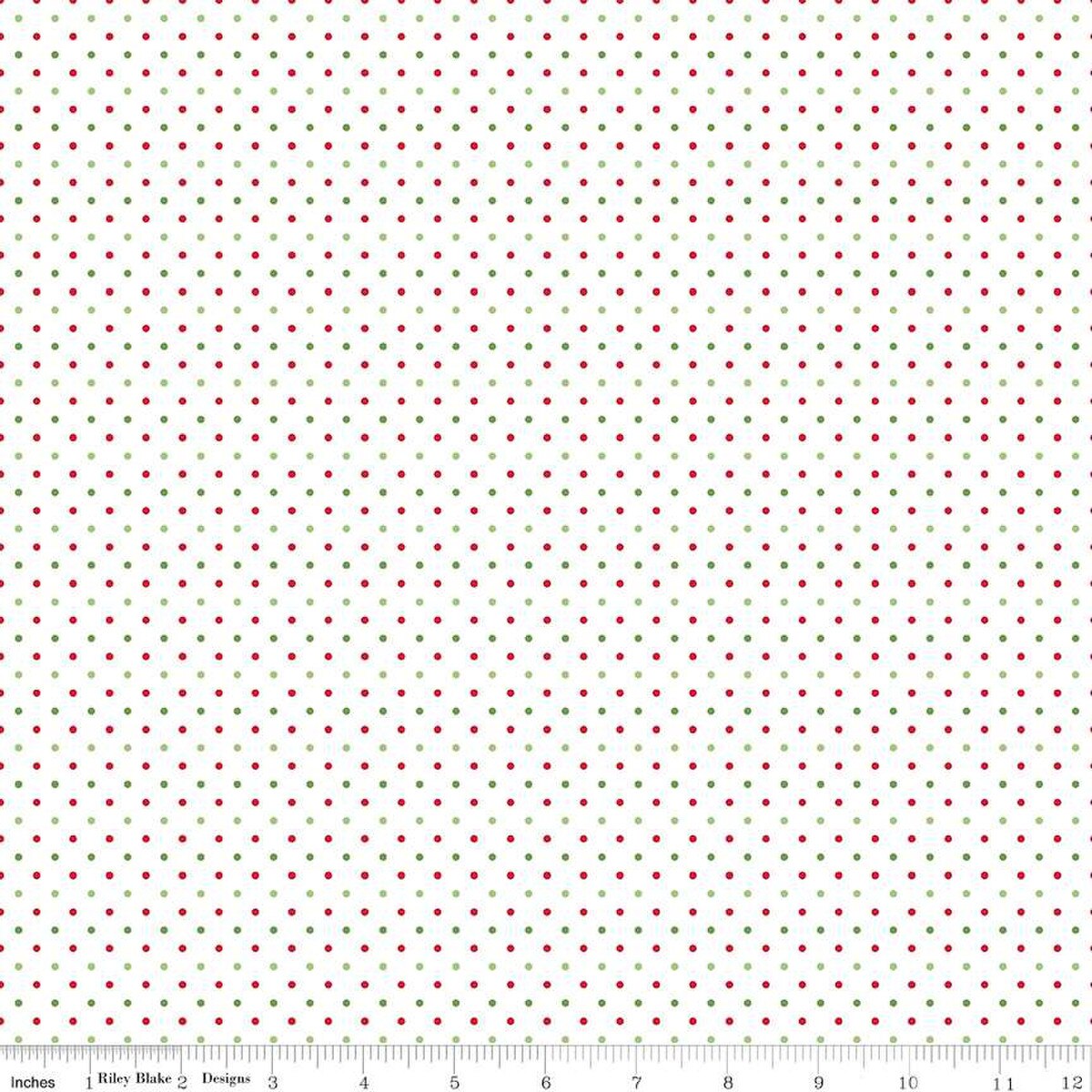 Swiss Dot On White Christmas FABRIC (Quarter Yard increments)