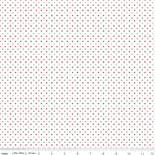 Swiss Dot On White Christmas FABRIC (Quarter Yard increments)