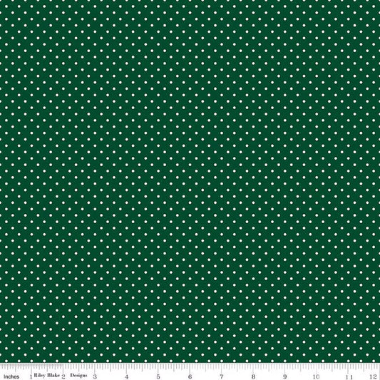 Swiss Dot Christmas Green FABRIC (Quarter Yard increments)